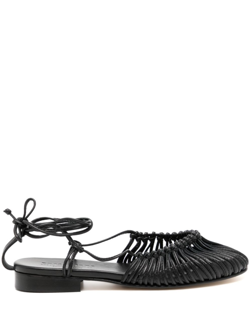 Hereu Black Leather Ballet Flats