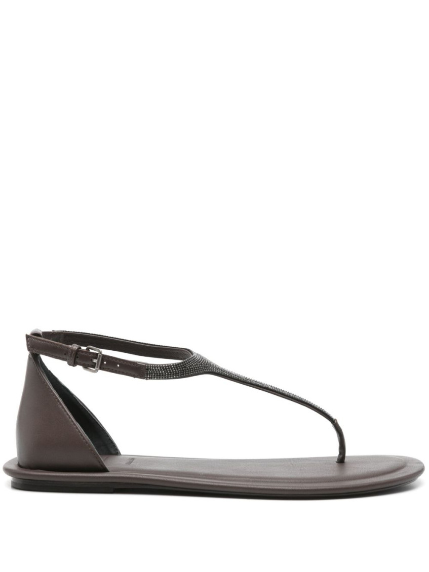 Brunello Cucinelli Brown Leather Sandals