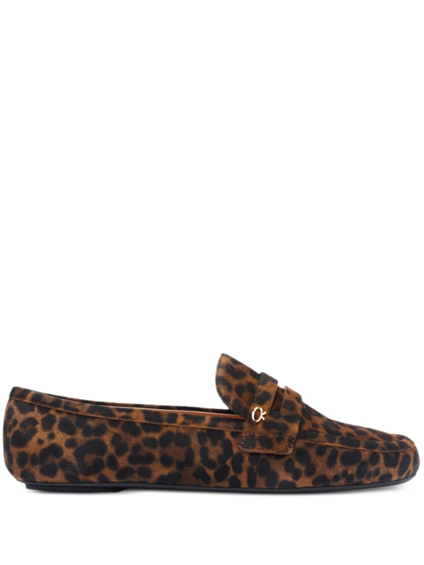 Gianvito Rossi Leopard Velour Penny Loafers