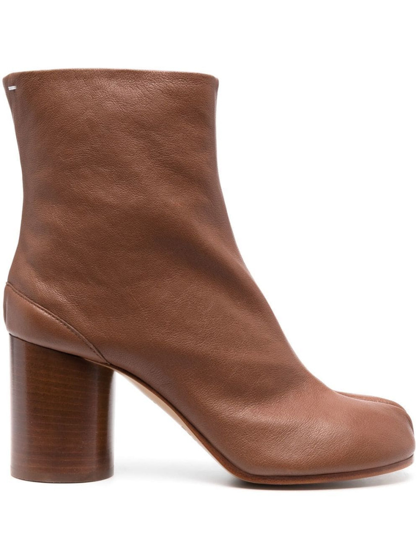 Maison Margiela 'tabi' Brown High Heel Ankle Boots In Brown