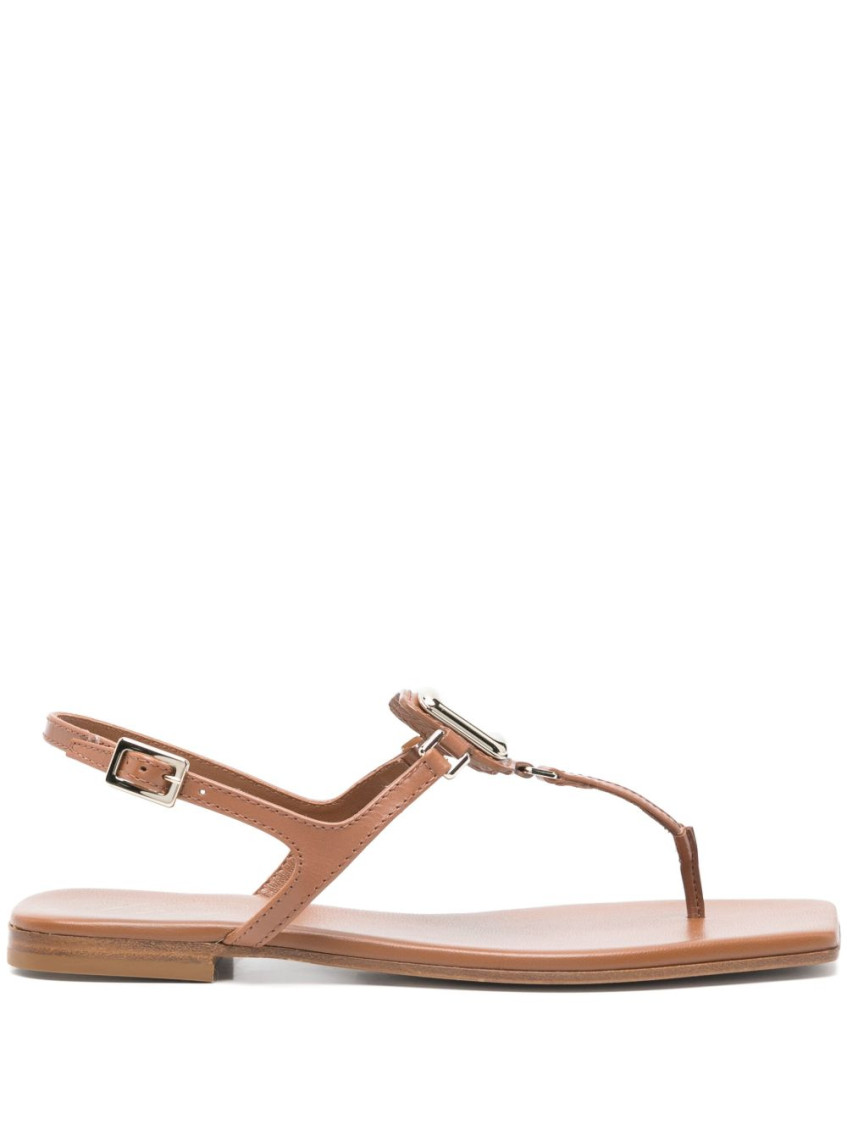 Roger Vivier Sea Leather Thong Sandals With Buckle Detail In Multi