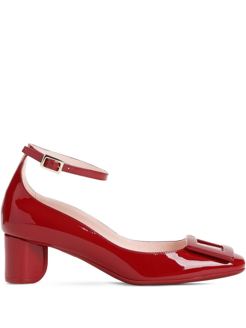 Roger Vivier Roundy Lacquered Ankle Strap Dec 45 Pumps In Red