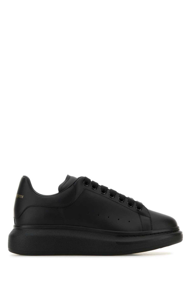 Alexander Mcqueen Black Sneakers With Logo Lettering On The Rear And Oversize Rubber Sole In Leather