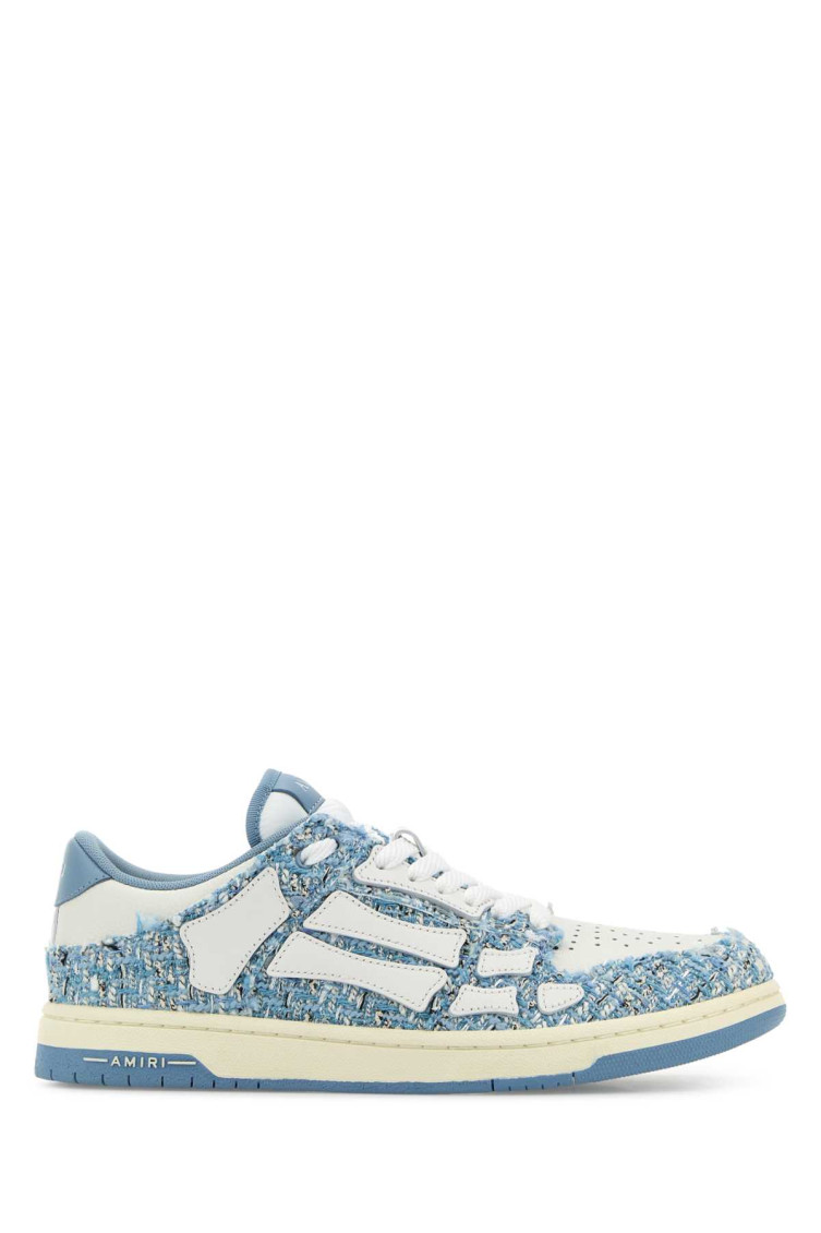 Amiri Two-tone Boucle Skel Sneakers In Blue