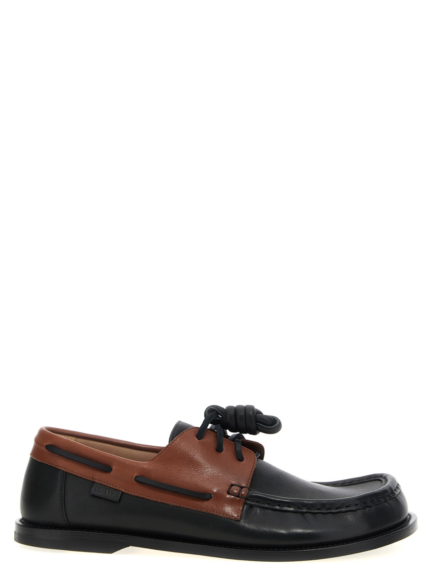 Loewe Sculpted Black Leather Shoes With Brown Accents