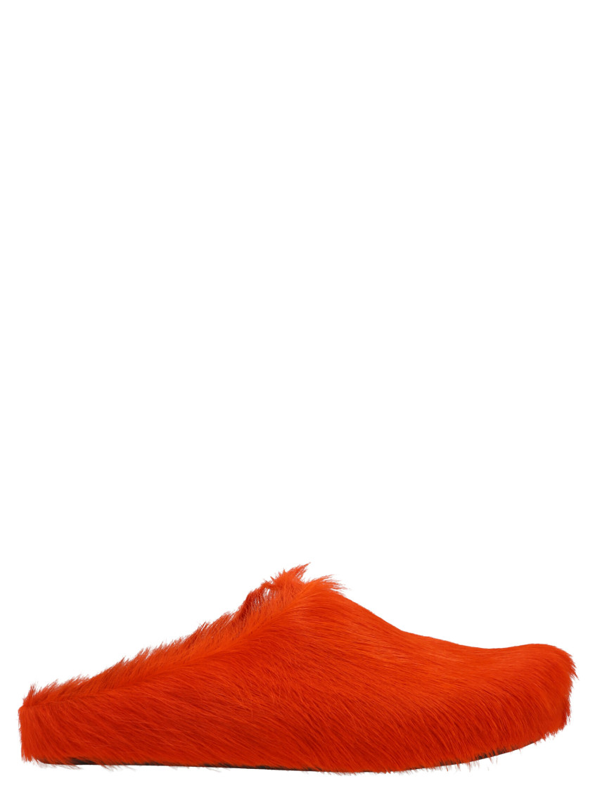 Marni Men Fussbett Sabot Hairy Mules In Orange