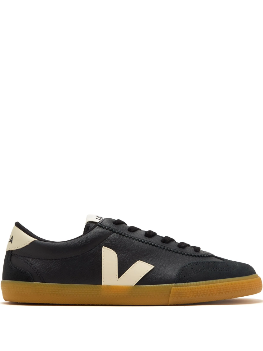Veja Volley Black Sneakers With Side Logo And Lettering Logo On The Heel In Organic Cotton Unisex