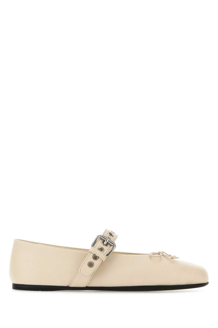 Miu Miu Off White Buckle Strap Ballet Flats In Off White