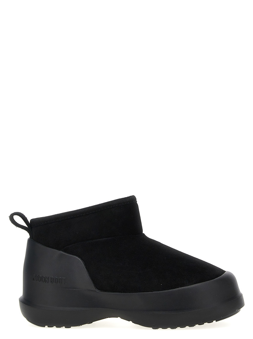 Moon Boot Mezzaluna Suede Ankle Boots Pull Tab In Black