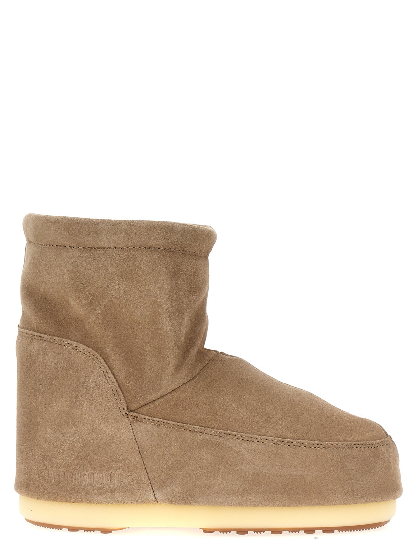 Moon Boot Low Ankle Boots With Iconic Embossed Logo In Beige