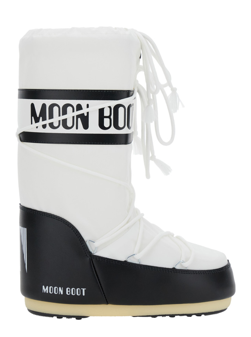 Moon Boot Icon Shell And Faux Leather Snow Boots In White