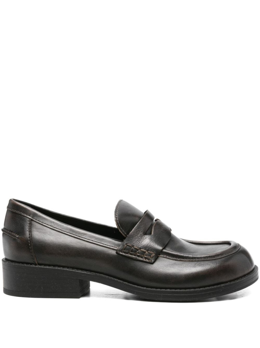 Ash Black Ringo Leather Loafers In Black