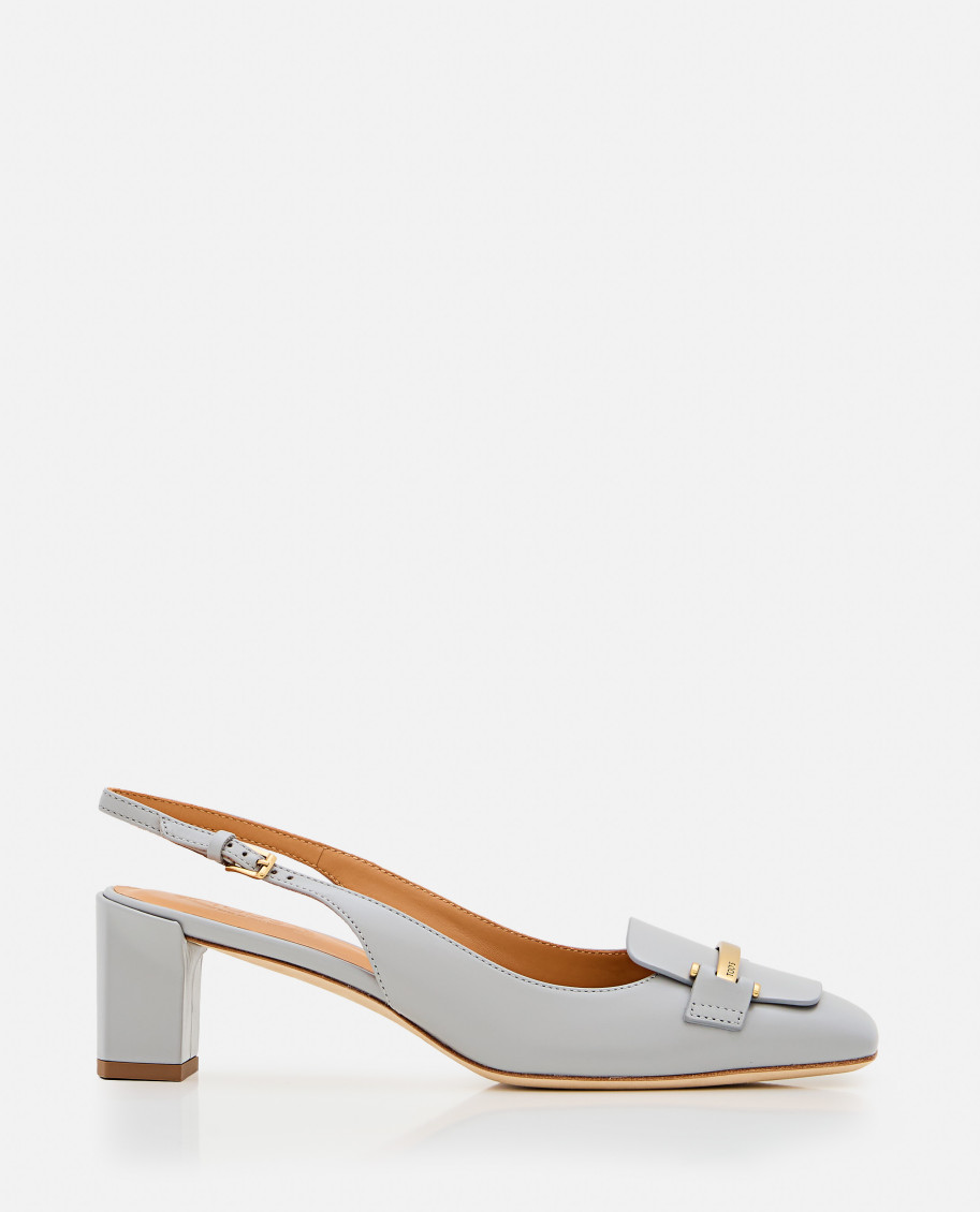 Tod's Grey Square Toe Heels In Grey