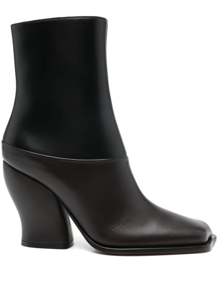 Loewe Two-tone Leather Onda Ankle Boots In Black