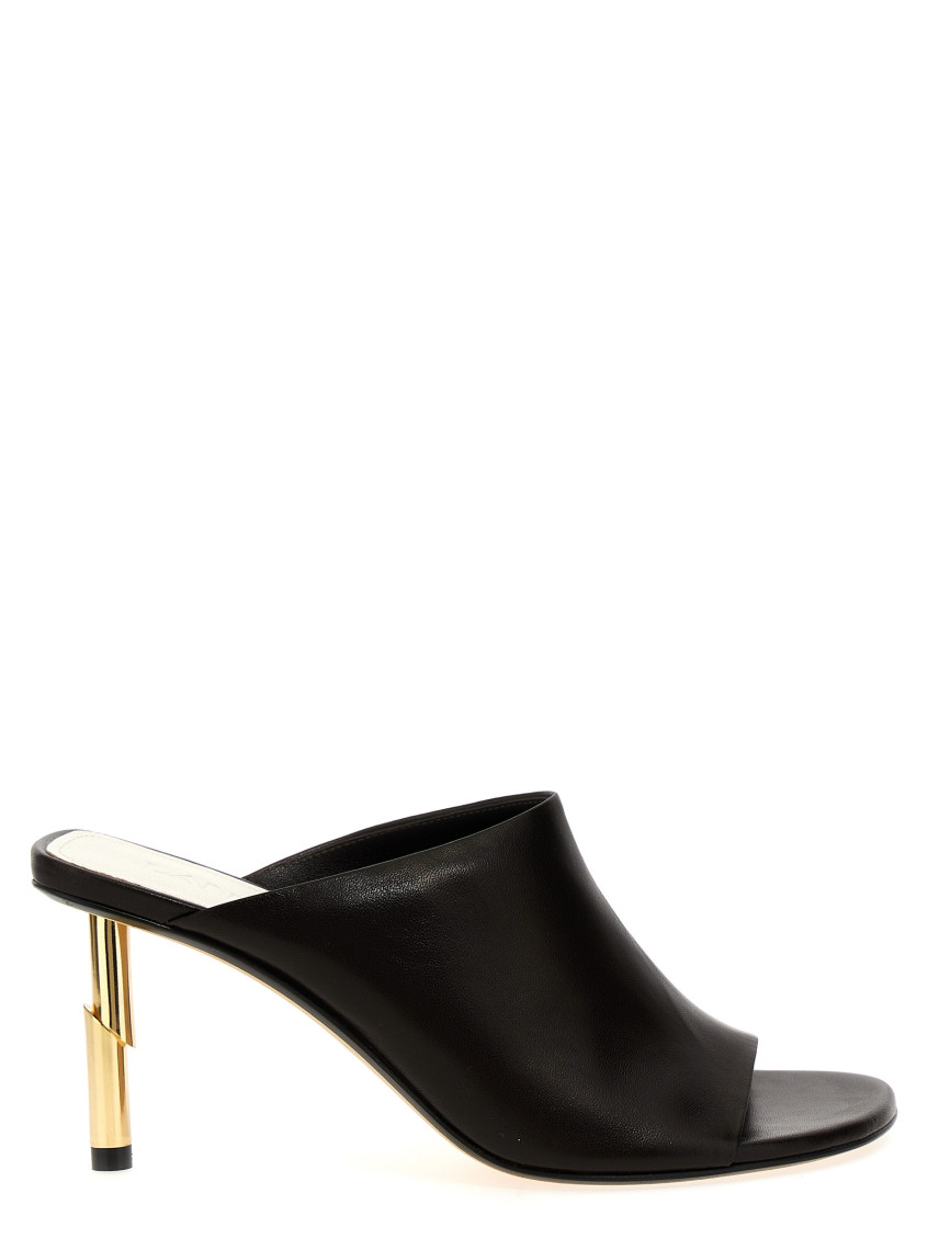 Lanvin Golden Heel Leather Mules With Open Toe In Brown
