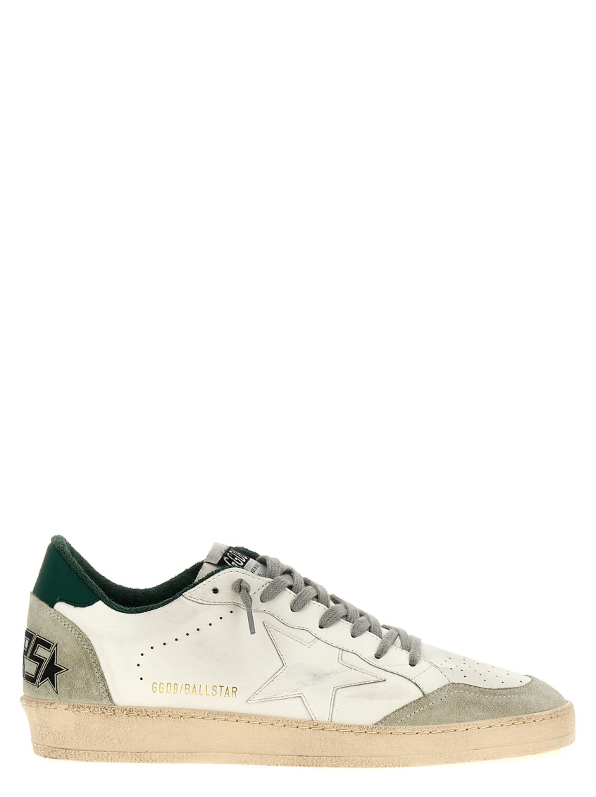 Golden Goose White Cow Leather Vamp Sneakers With Unique Used And Dirty Effect In White