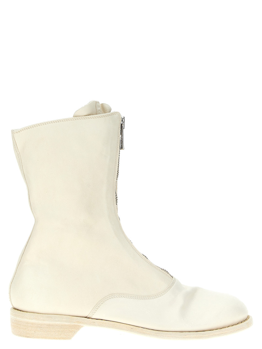 Guidi Women 310 Front Zip Military Boot In White