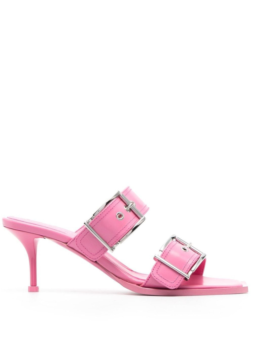 Alexander Mcqueen Boxcar Calfskin Dual-buckle Sandals In Pink