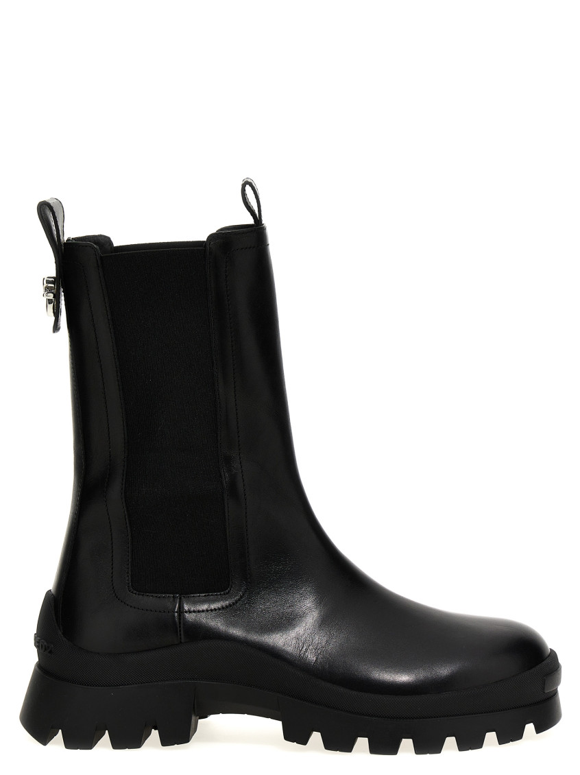 Dsquared2 Leather D2 Statement Chelsea Booties In Black