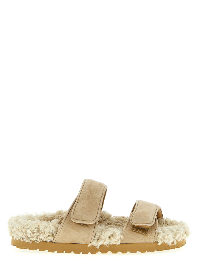 Gia Borghini "alvine" Open Toe Flat Sole Sandals In Beige