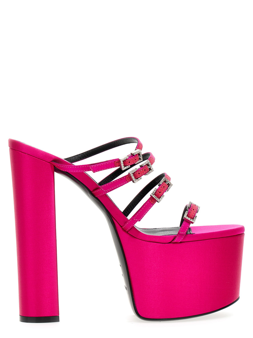 Sergio Rossi Fuchsia Open Toe Platform Heels In Fuchsia