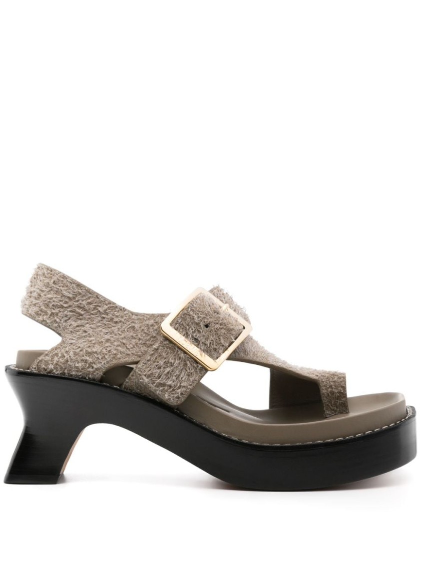 Loewe Khaki Open Toe Sandals In Brown