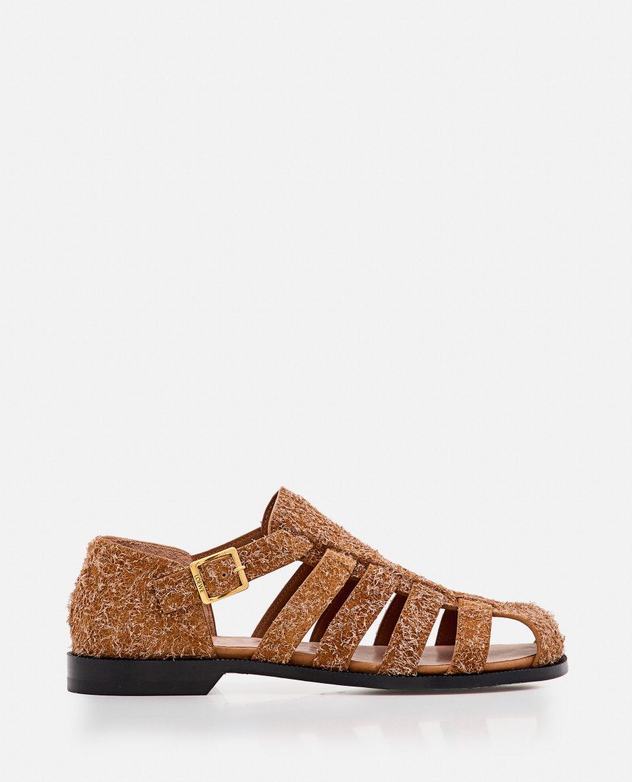 Loewe Campo Brushed Suede Fisherman Sandals In Brown