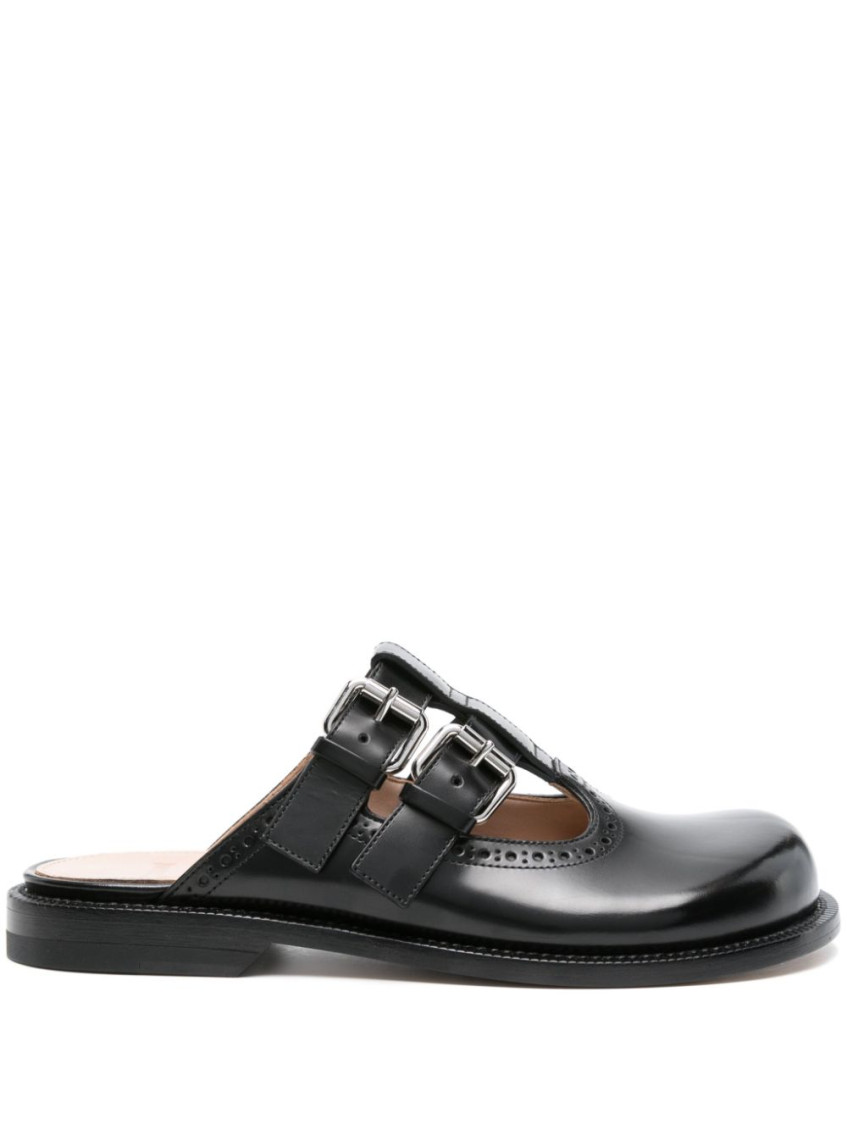 Loewe Campo Leather Mary Jane Mules In Black
