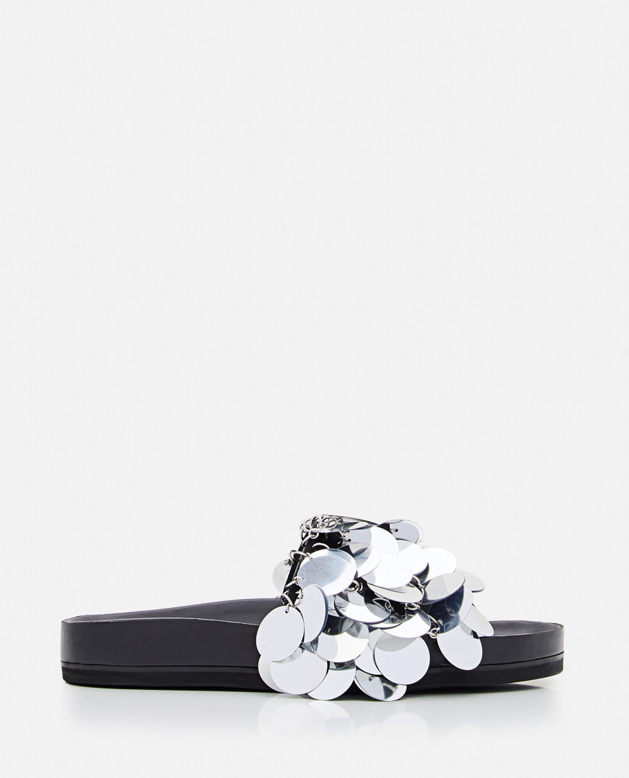 Rabanne Sparkle Disc-detailing Sandals In Silver