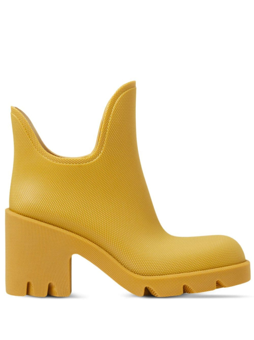 Burberry Woman Ankle Boots Mustard Size 8 Rubber In Mustard