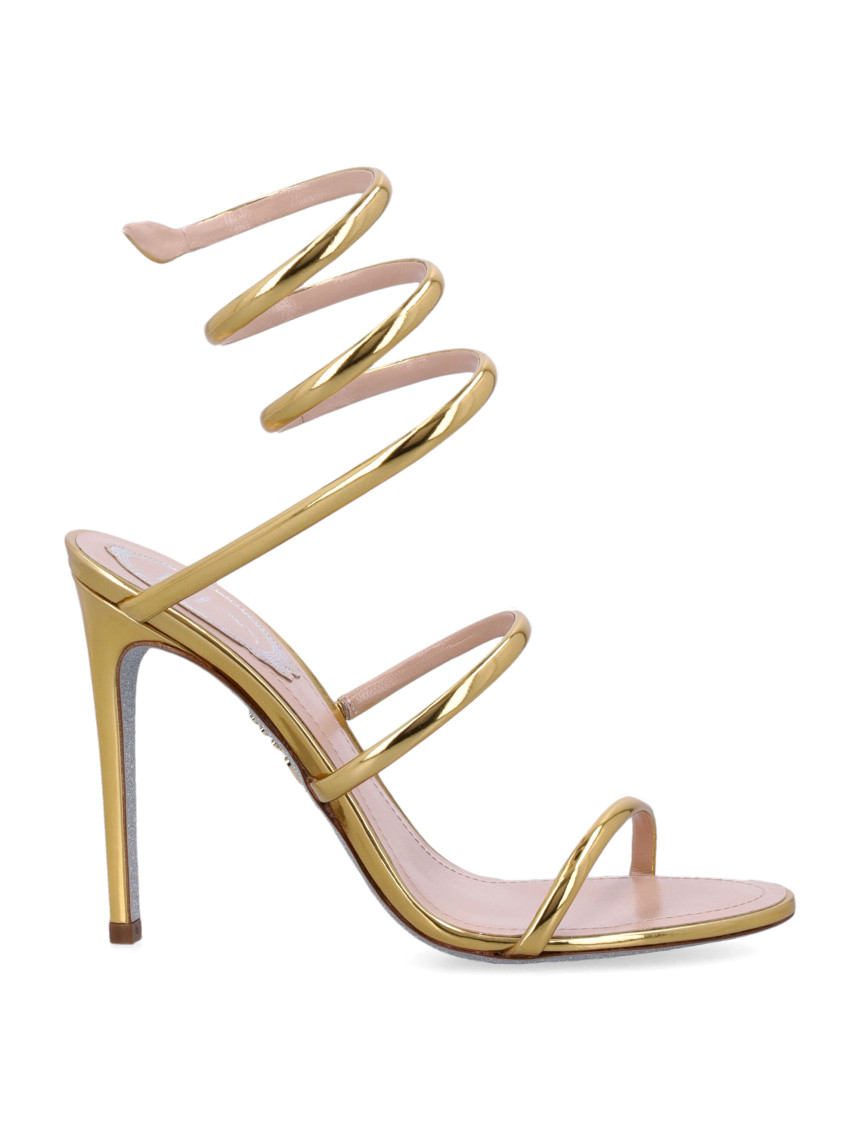 René Caovilla Golden Rhinestone Heels