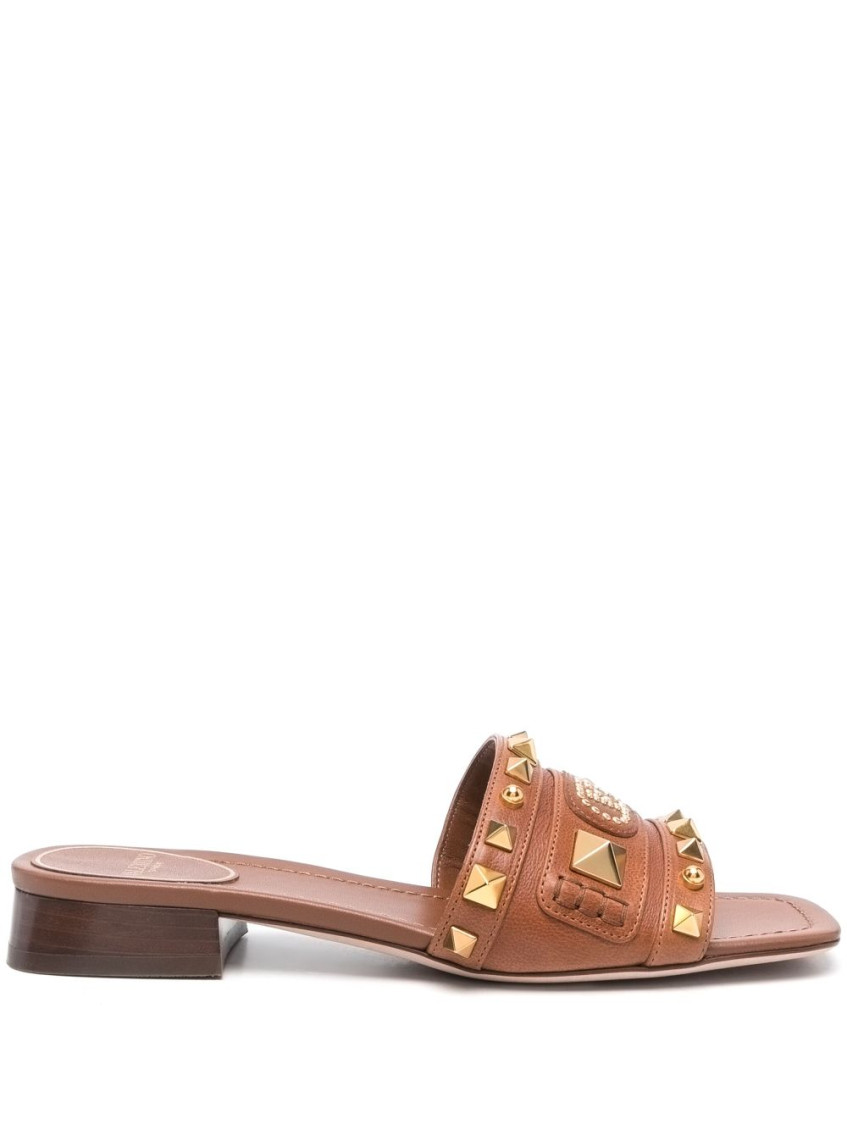 Valentino Garavani Brown Slip-on Sandals