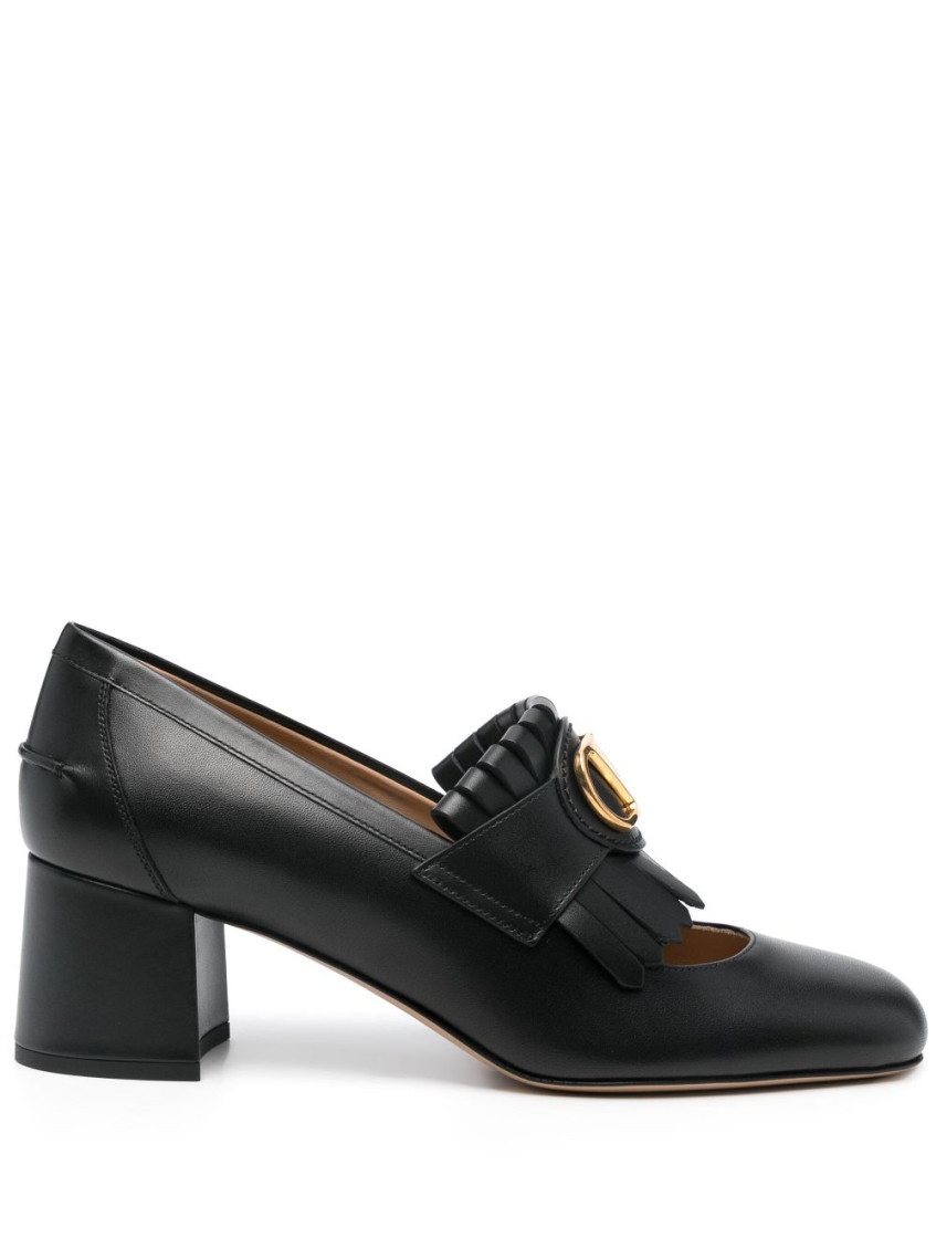 Valentino Garavani Vlogo Signature Fringed Calfskin Pumps 55mm Woman Black 40