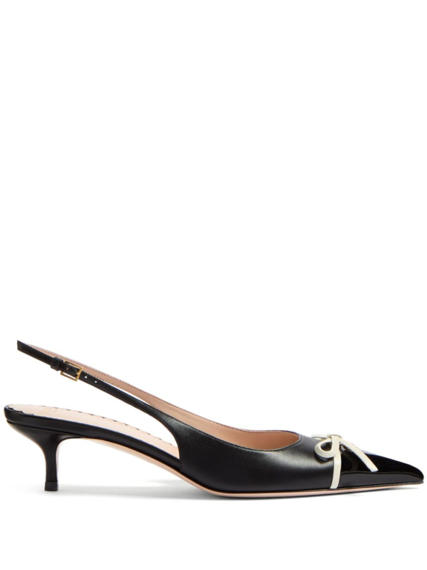 Valentino Bepointy 45 Bow-embellished Leather Slingback Pumps
