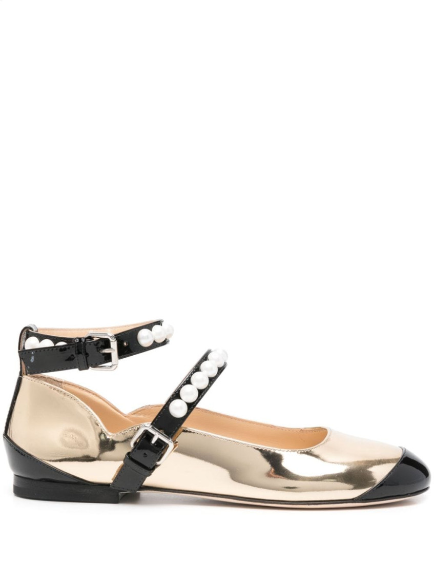Mach & Mach Golden Leather Ballet Flats
