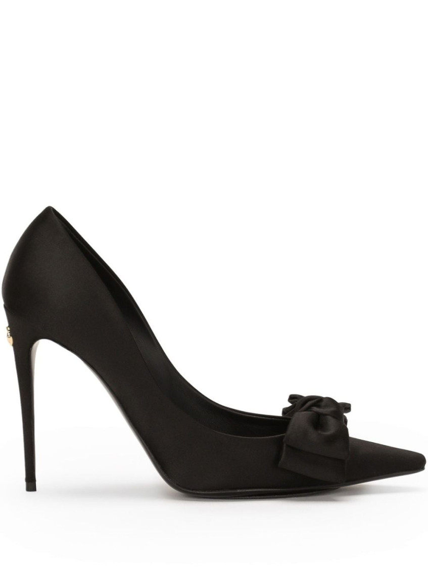 Dolce & Gabbana Satin Pumps With Metal Detail And Bow