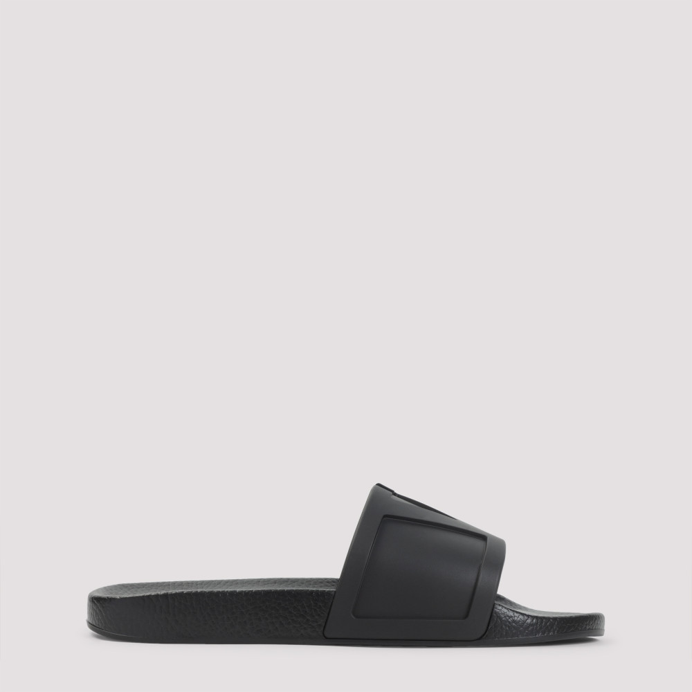 Valentino Garavani Black Sandals With Vlogo Detail On The Front In Tech Fabric Man