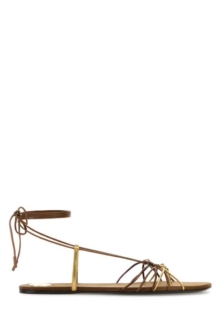 Saint Laurent Sandali Babylone In Pelle Marrone Donna