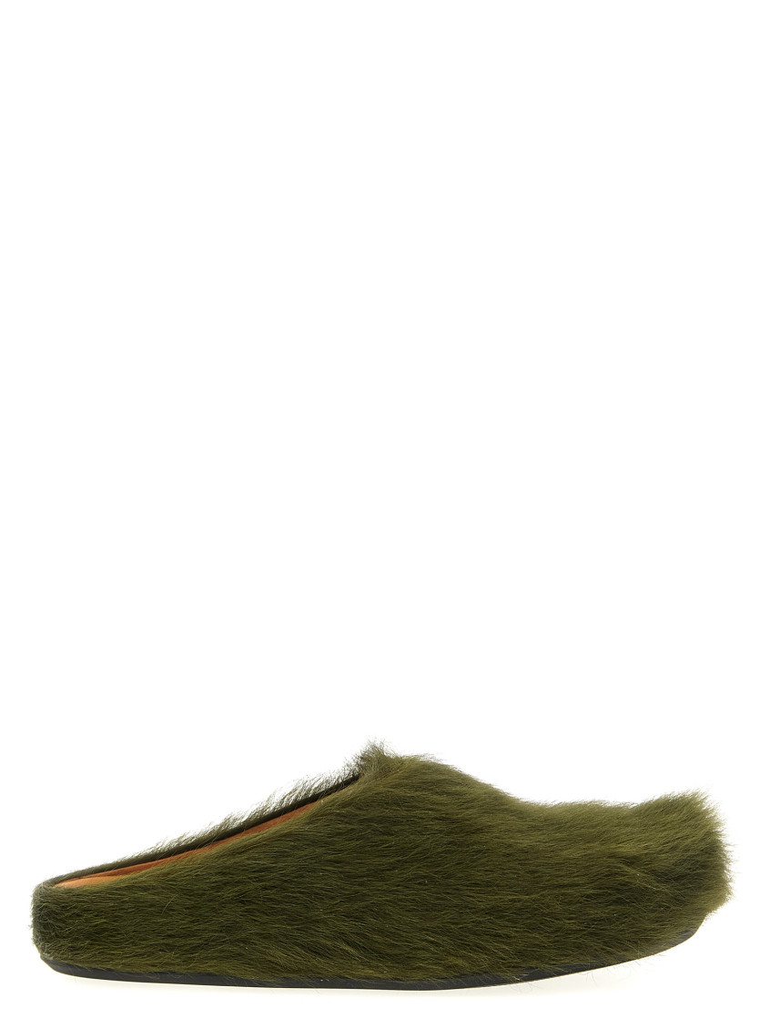 Marni Green Long-haired Calfskin Footbed Sabot