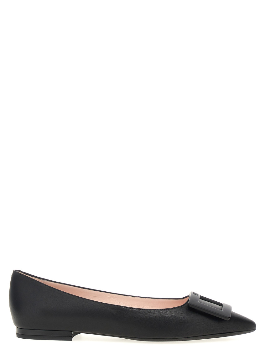 Roger Vivier Buckle-plaque Leather Ballet Flats With Pointed Toe