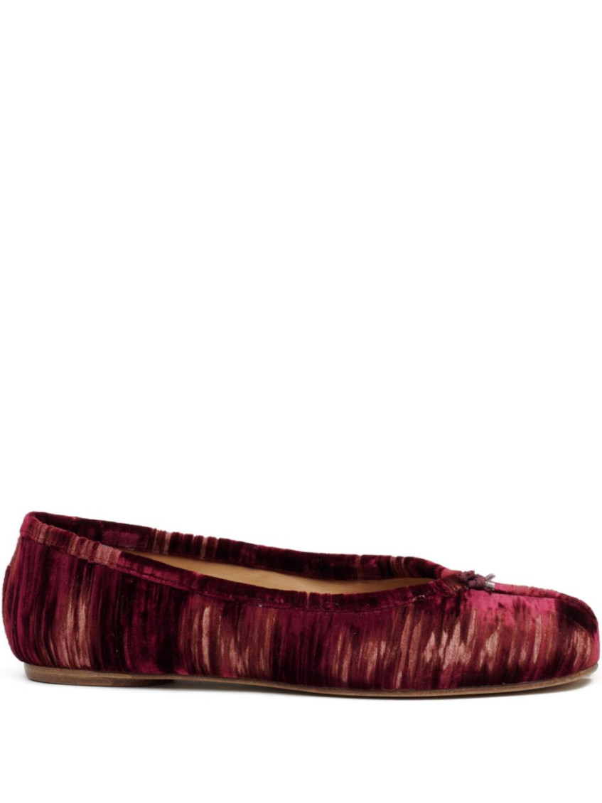 Maison Margiela Abstract Print Ballerina Shoes Bow Detail In Purple