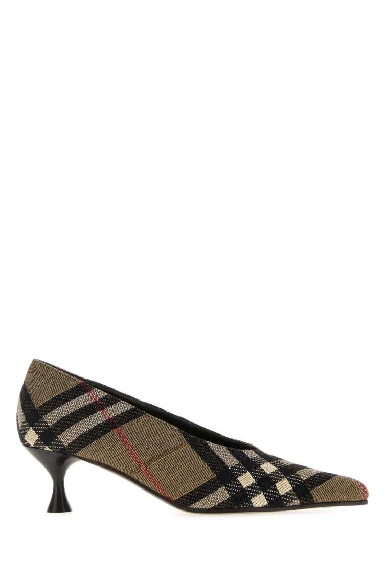 Burberry Checked Kitten Heel Pointed Toe Pumps In Multi