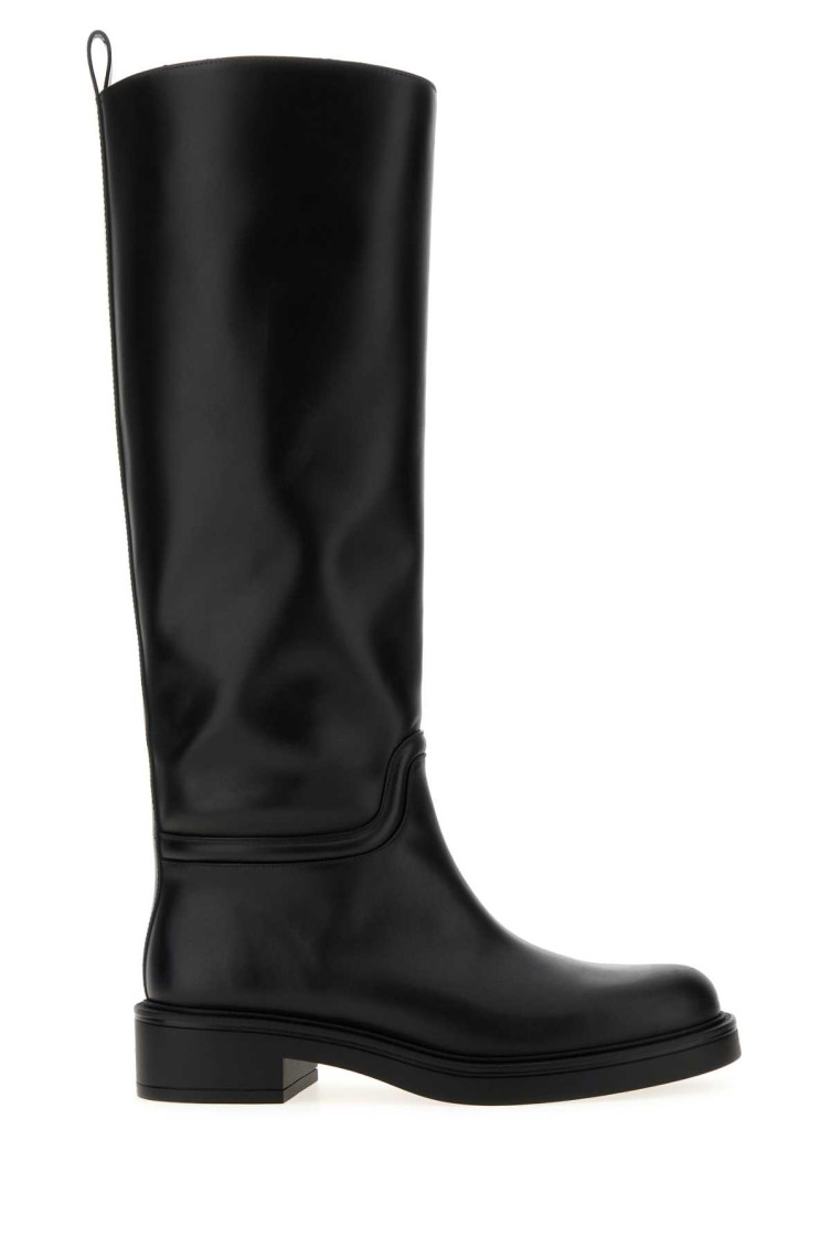 Stuart Weitzman Black Leather Boots In Black