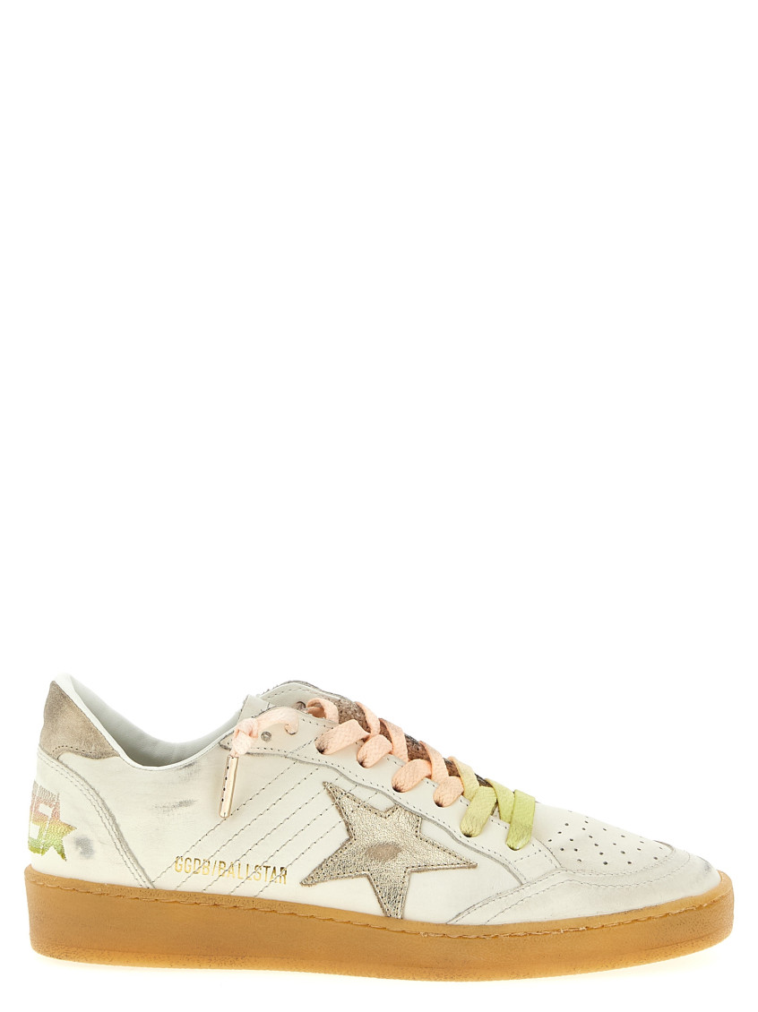 Golden Goose Multicolor Lace Up Sneakers In White