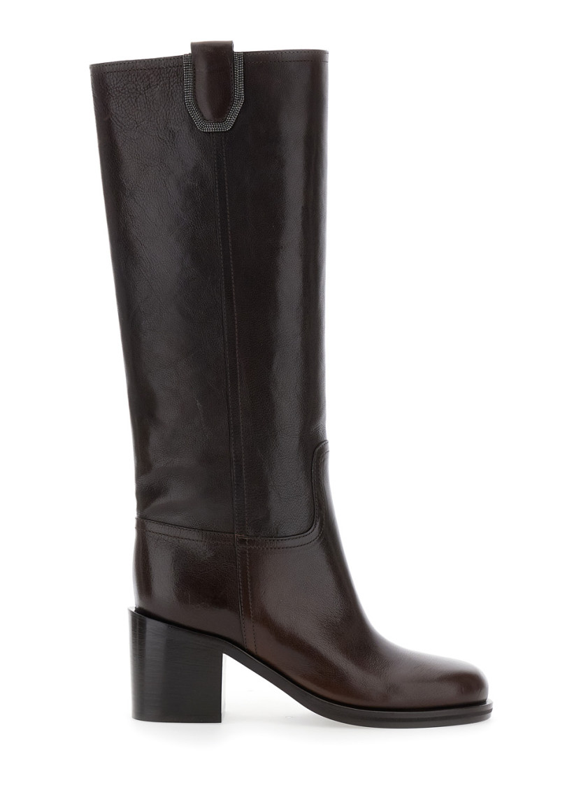 Brunello Cucinelli Brown Leather Boots In Brown
