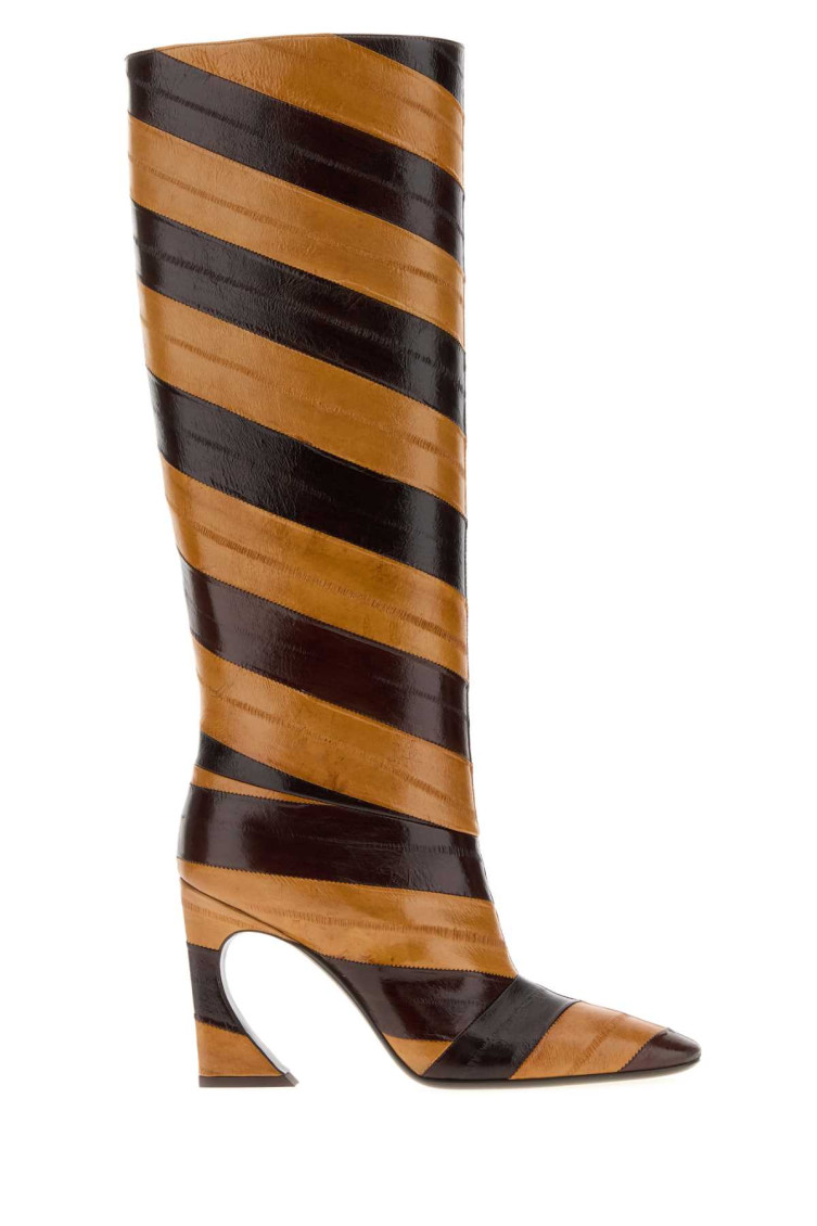Fendi Brown Two-tone Boots In Brown