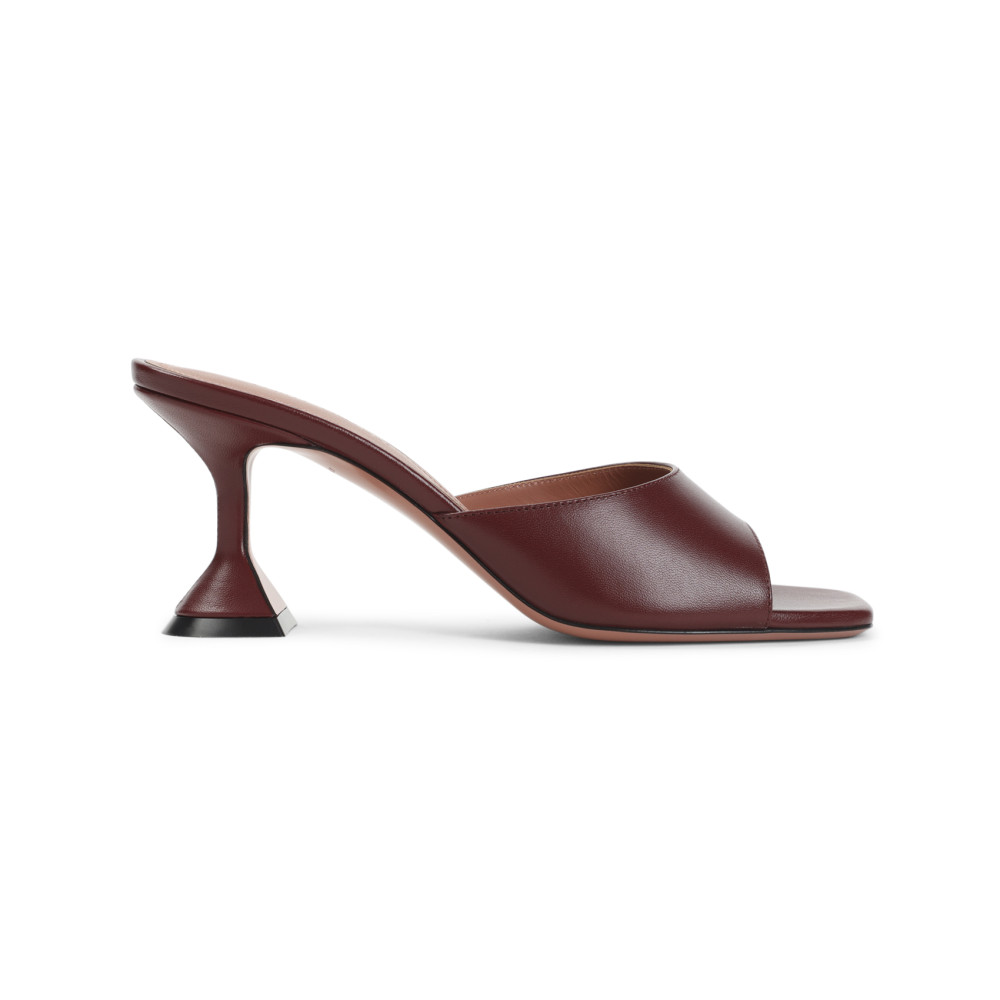 Amina Muaddi Wine Red Nappa Leather Lupita 70 Slippers In Brown