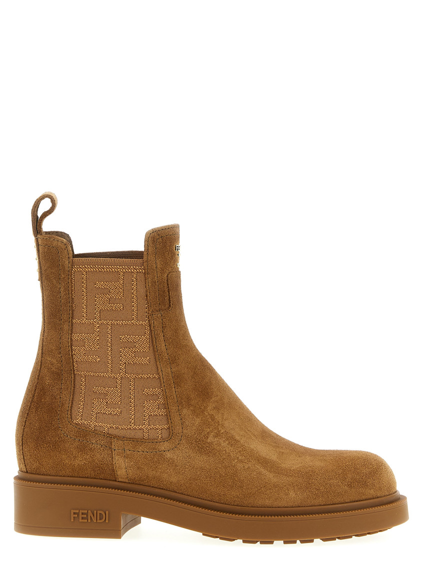 Fendi Ankle Boots With Elastic Side Panels In Brown