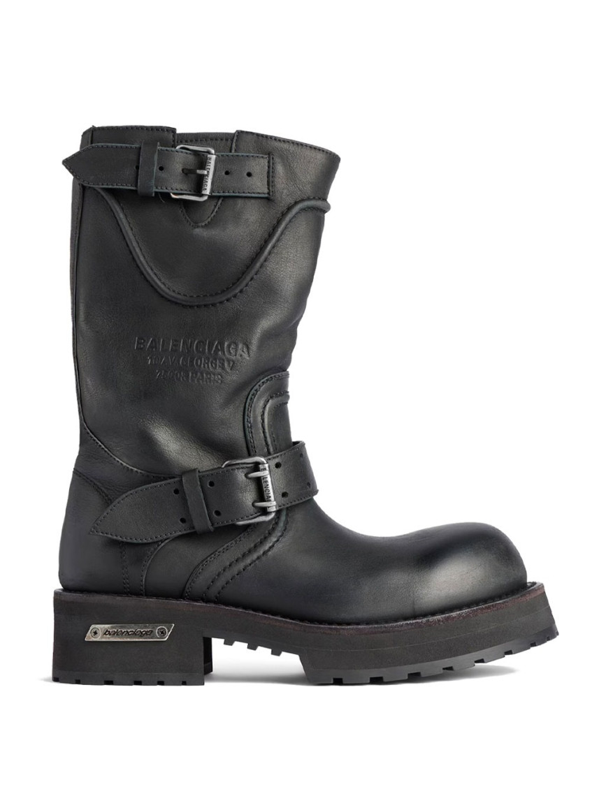 Balenciaga Venom Boots In Worn-out Effect Leather Shoes In Black