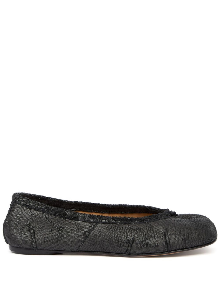 Maison Margiela Black Leather Ballet Flats In Multi